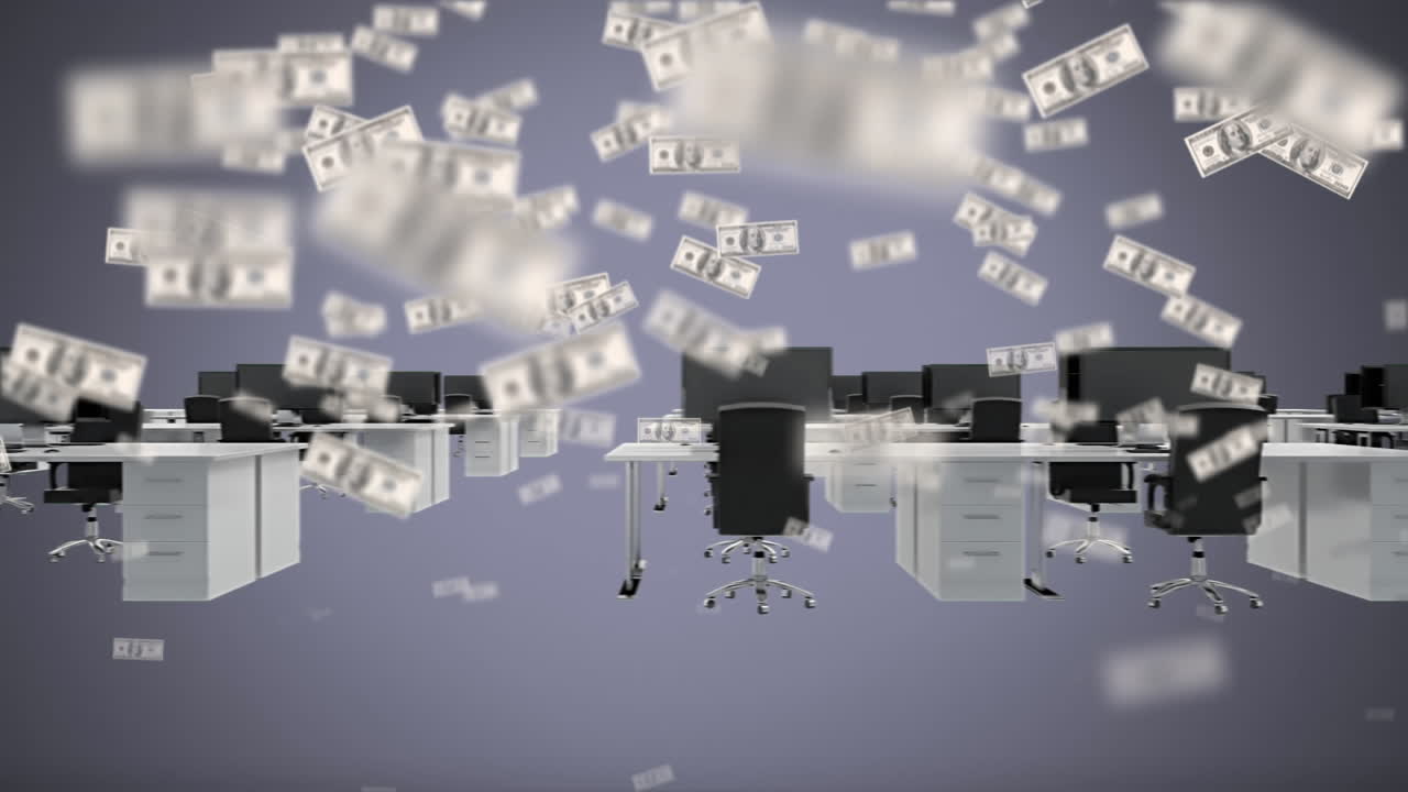 돈으로 가득 찬 사무실