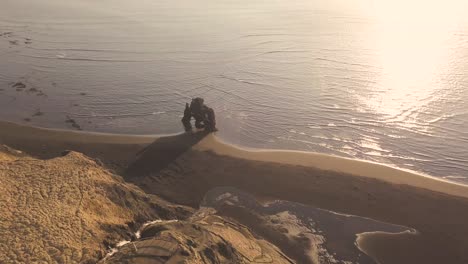 drone shots of hvitserkur rock in iceland