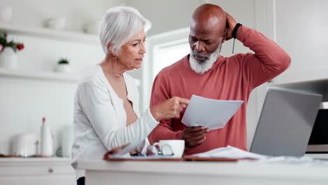elderly, couple and stress for finance