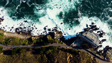 AERIAL-FOOTAGE---CONCÓN-DUNES-BY-THE-SEA,-CHILE,-SOUTH-AMERICA