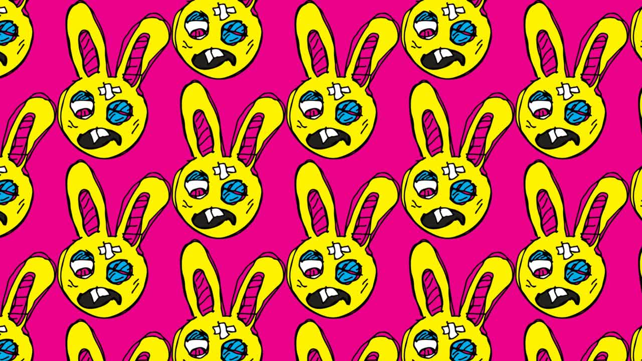 niños dibujando un fondo sin costuras con el tema del conejo