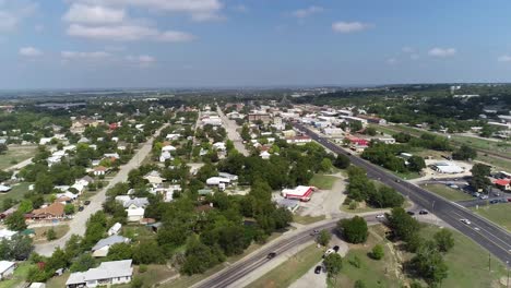 aerial video of the town of goldthwaite in texas flying north