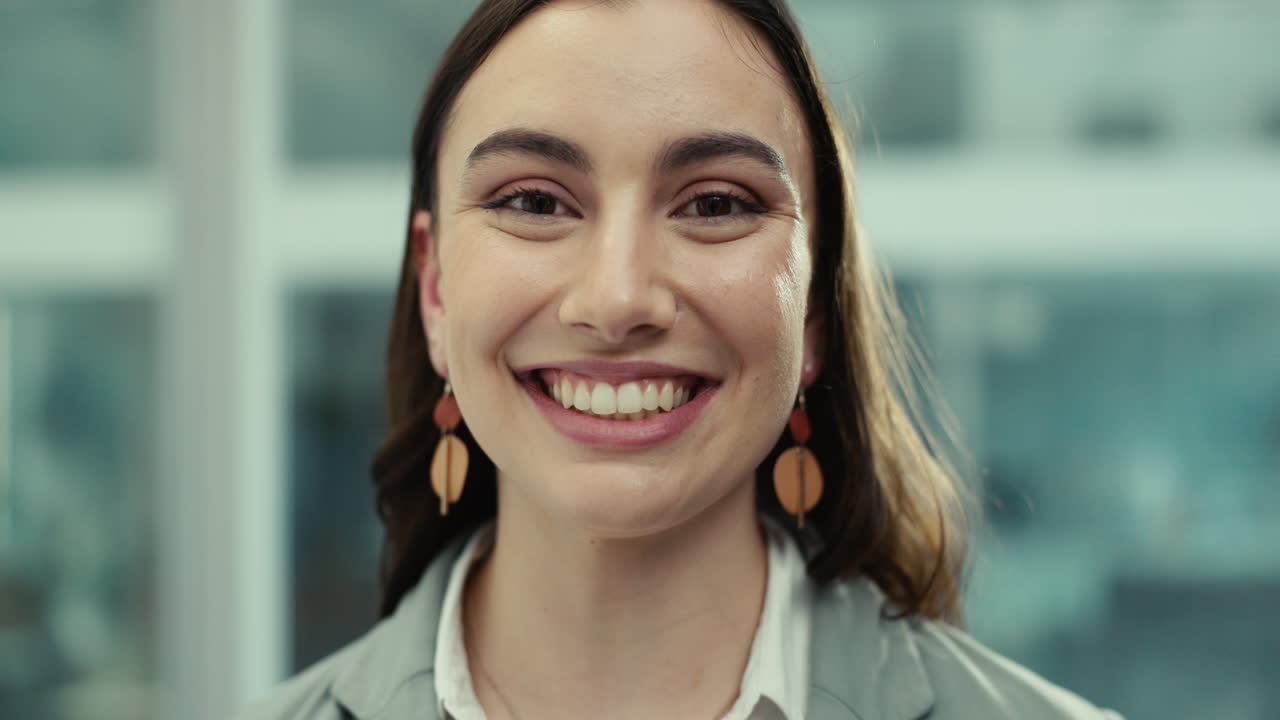 mujer de negocios, cara feliz