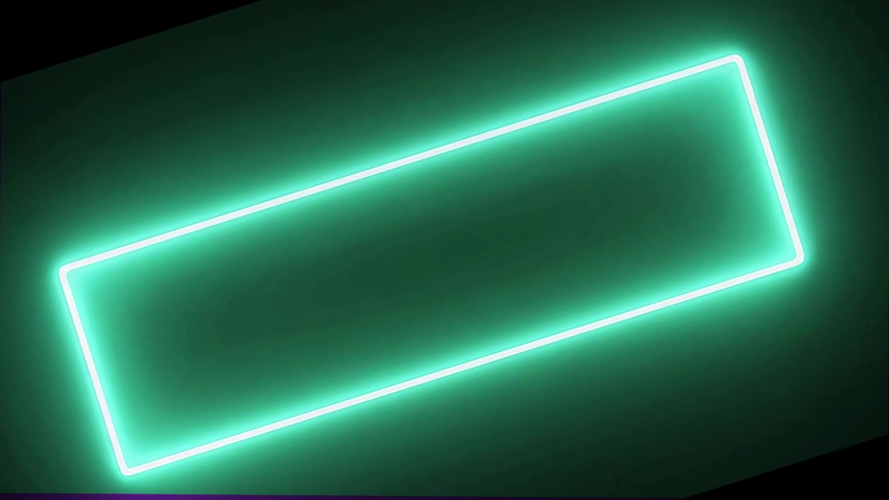 Cadre rectangulaire néon vert lumineux sur fond sombre