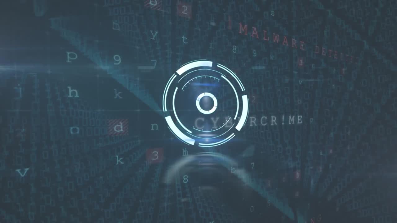 Animation of scanning circle over changing text and numbers