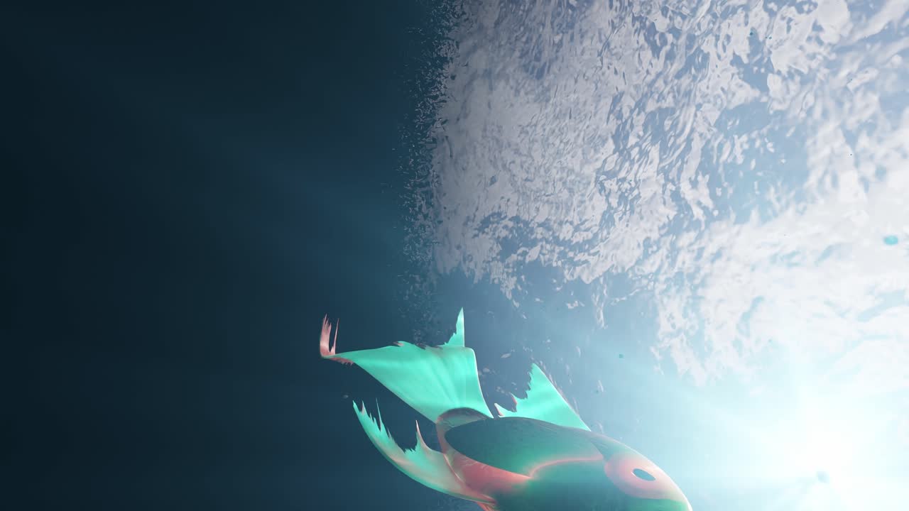 신비로운 수중 춤 물고기 수직