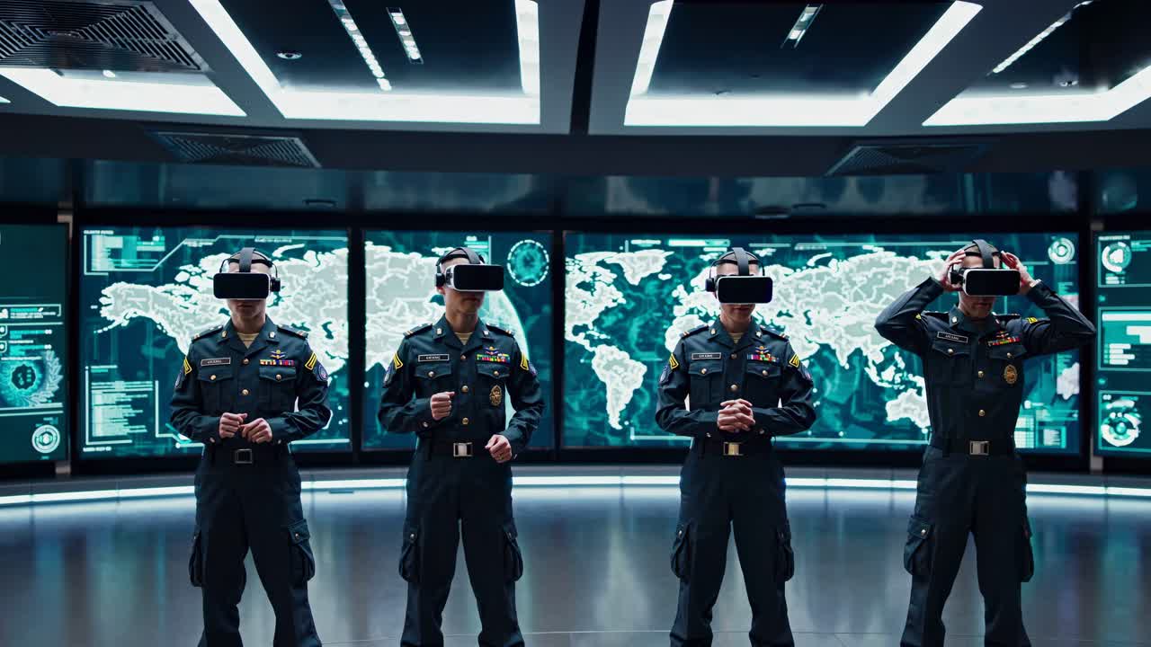 Military Personnel in VR Training Simulation