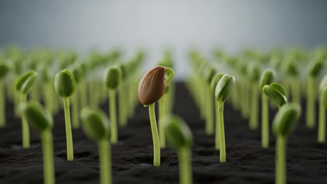 seedlings sprouting from dark soil