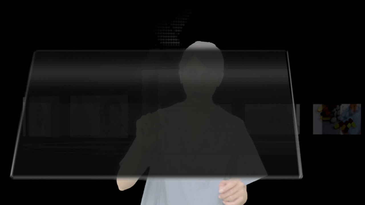 다양한 스레이를 보기 위해 디지털 인터페이스를 사용하는 간호사