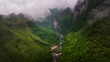 landscape of river dam in lung ho over the clouds in ha giang, vietnam