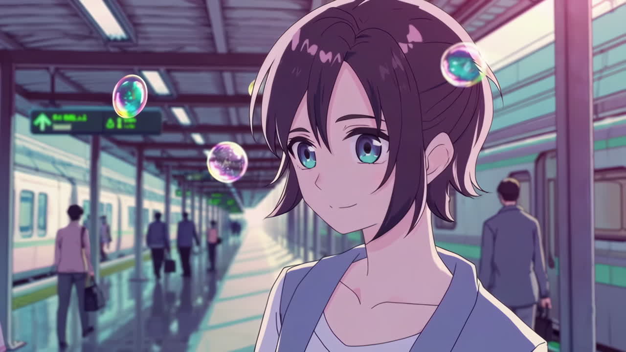 Anime Girl at the Train Station