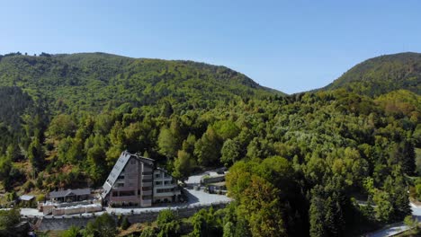 paradise vacation attraction on mountain village of dardha in albania, surrounded by dense forest