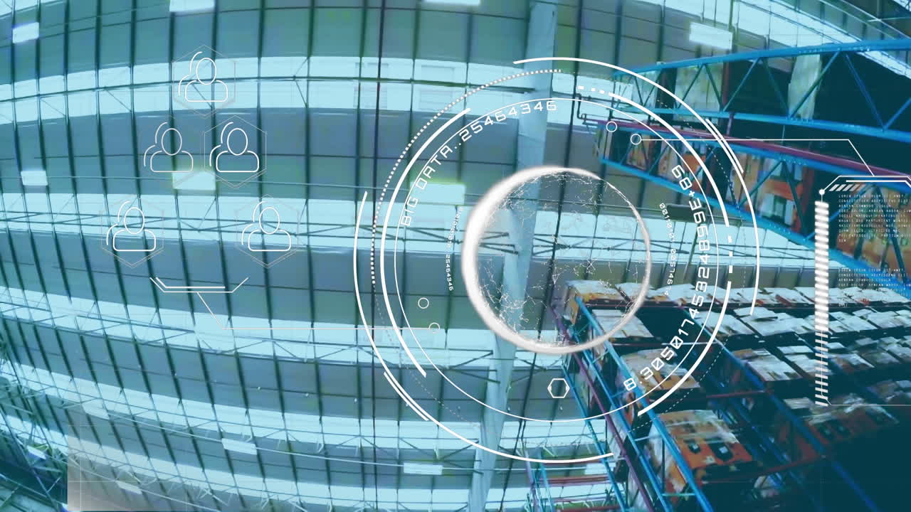 스 ⁇  스캐닝과 데이터 처리의 애니메이션 창고