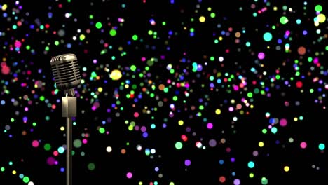 Animation-of-retro-microphone-over-glowing-spots-of-light