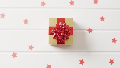 video of christmas gift with christmas decoration and copy space on white background