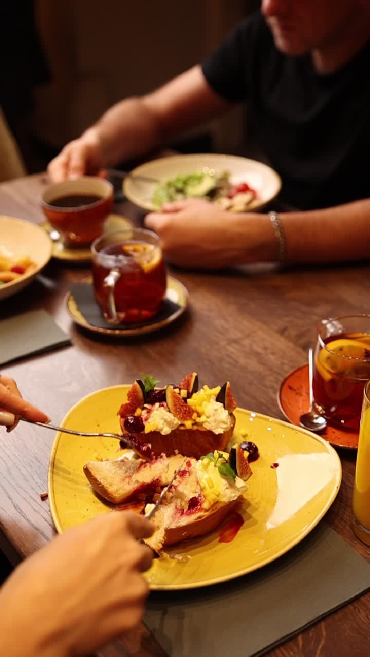 A meal at a restaurant