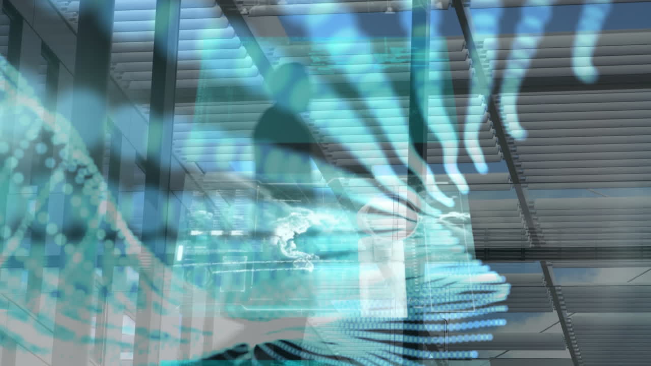 비즈니스 사람들이  ⁇ 고 있는 스크린에서 데이터 처리의 애니메이션