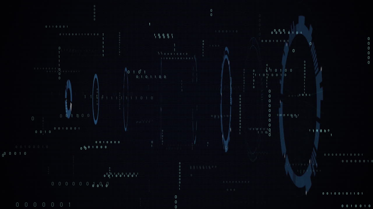 Animation of digital data processing over black background