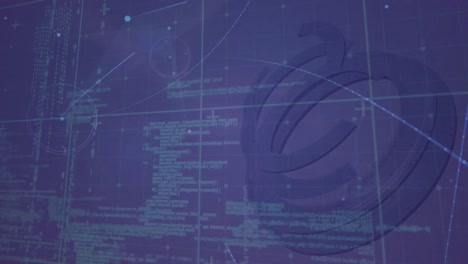 animación de la red de conexiones y procesamiento de datos sobre fondo negro