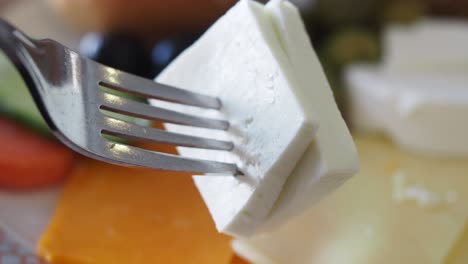 cheese on a fork