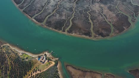 Aerial-view-over-meandering-river