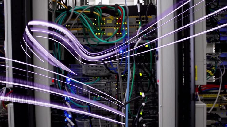 Animation of lines moving over servers