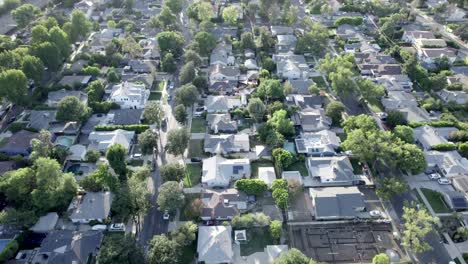 modern single family homes in van nuys, california, aerial forward