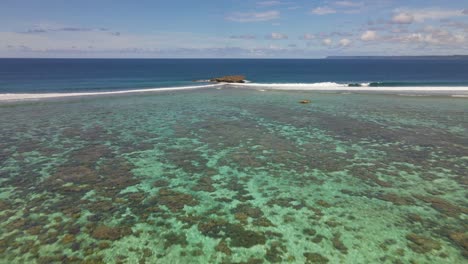 aerial shot of reef coral on a pacific tropical island guam