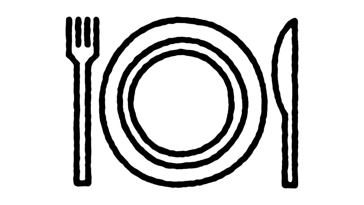 Animace ikony čárové skici fusion restaurace