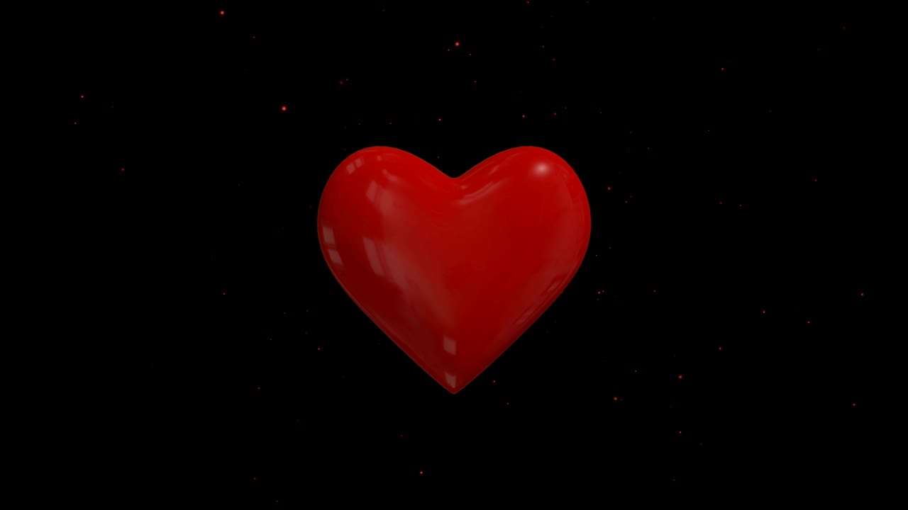 Battito cardiaco continuo e rotazione di un cuore 3D su uno sfondo scuro