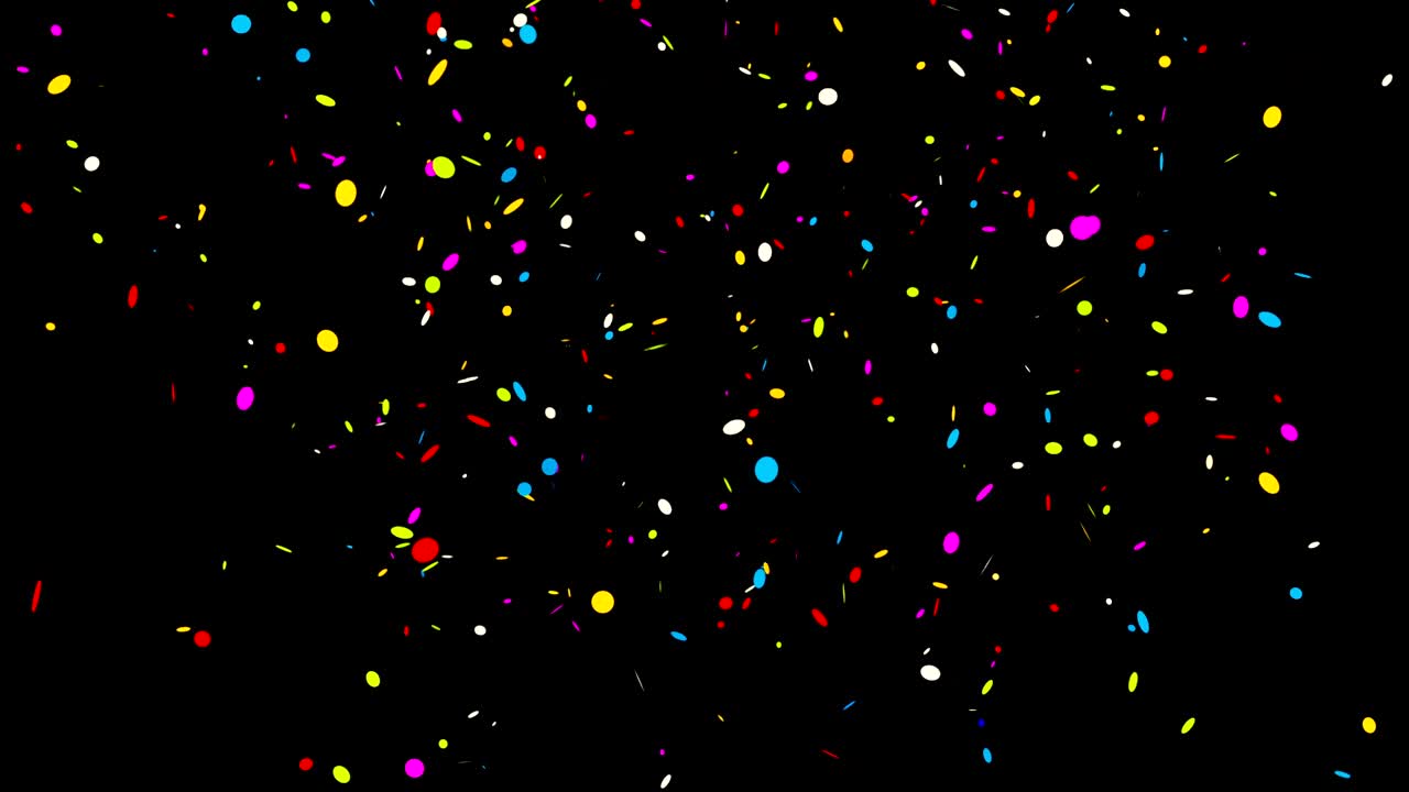 confeti colorido sobre un fondo negro