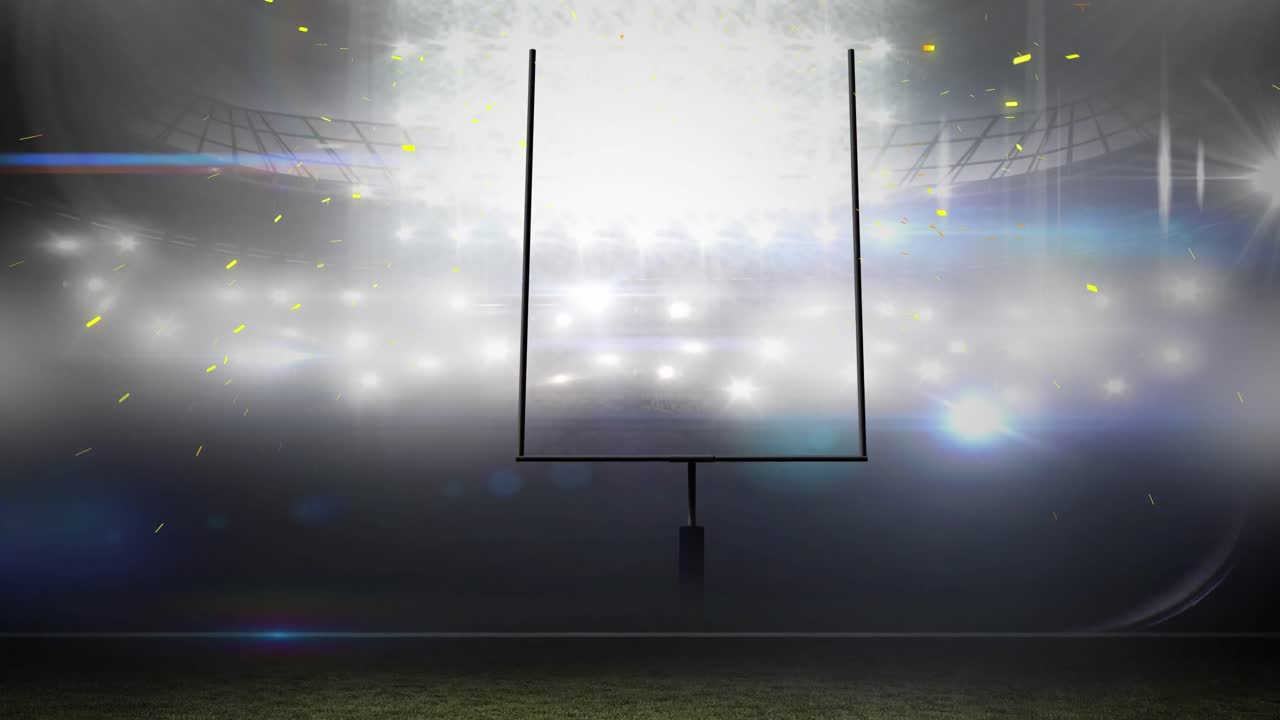 Animasjon av gnister over et amerikansk fotballstadion
