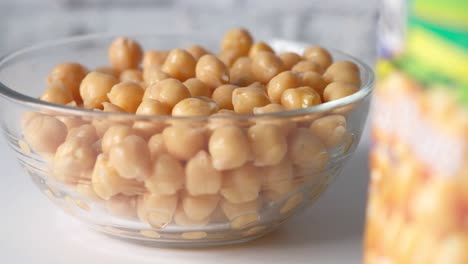 close-up of a bowl of cooked chickpeas