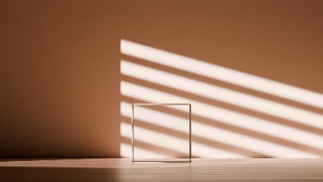 empty glass display stand with sunlight shadows