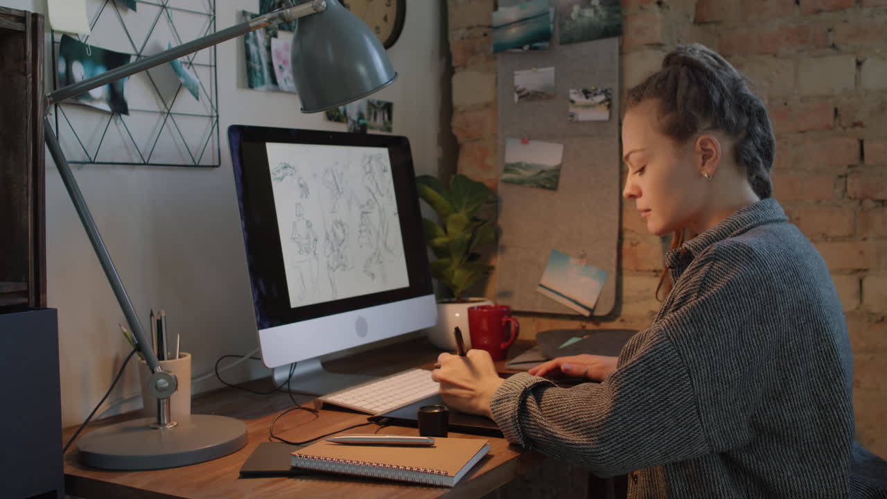 Grafisk designer arbejder på tegnetablet