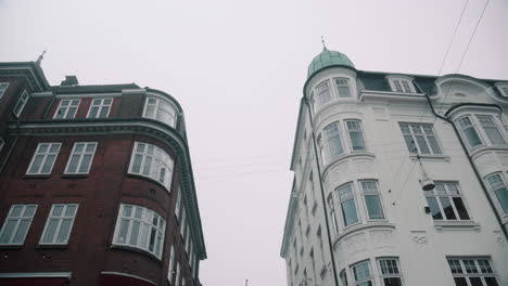 aarhus city old architecture winter cloudy foggy