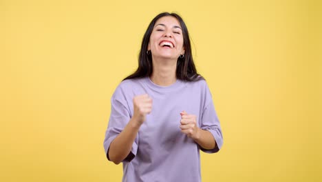 excited woman celebrating victory and success