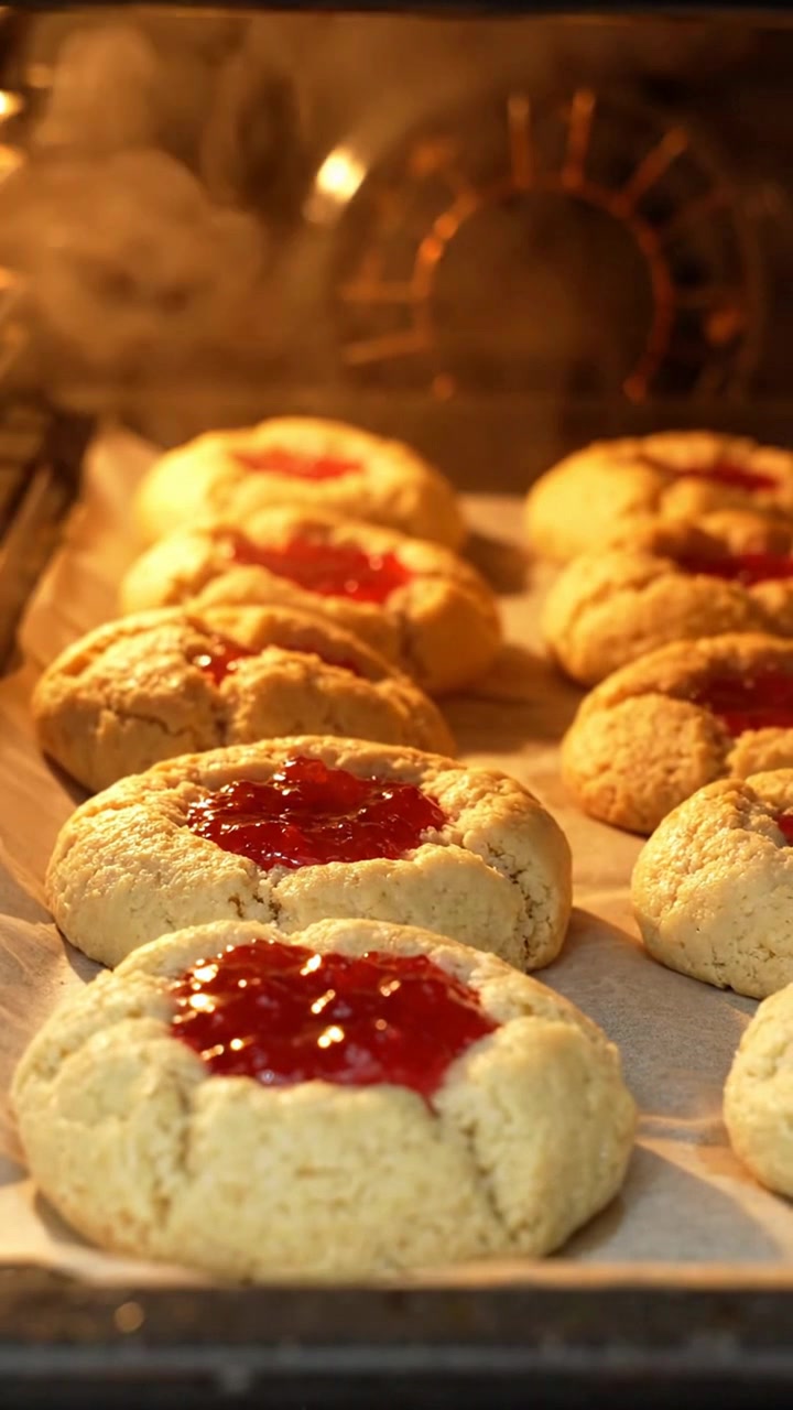 Deliziosi biscotti con impronta in cottura nel forno