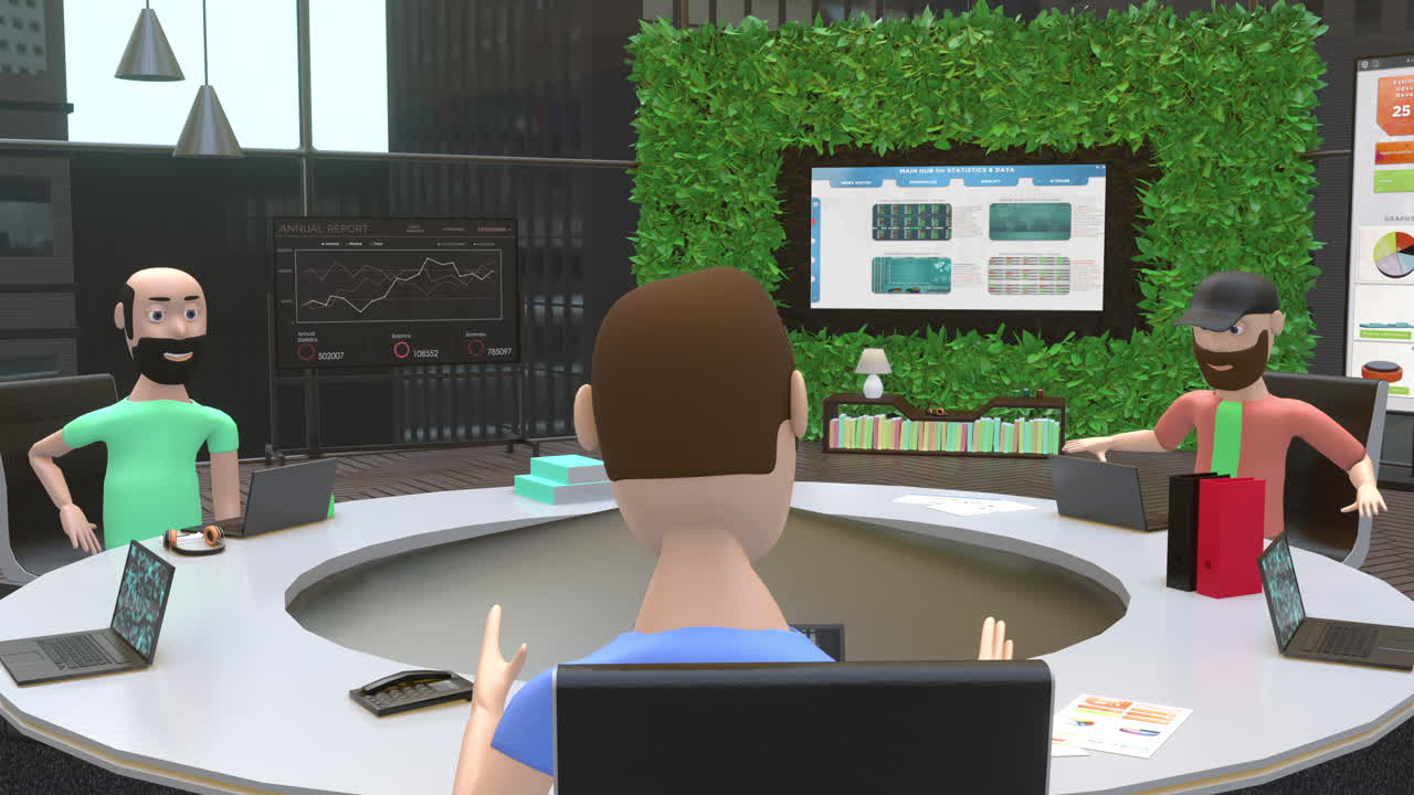 Business Meeting in a Virtual Conference Room