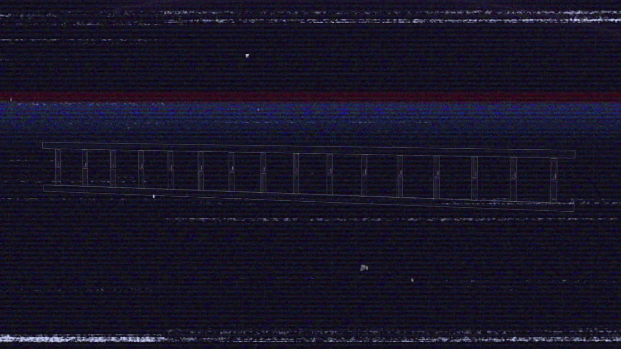 Animation of distorted horizontal lines and static interference on digital screen
