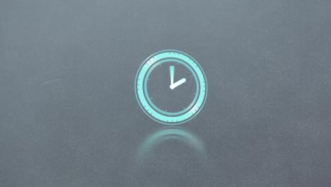 animation of clock moving over grey background