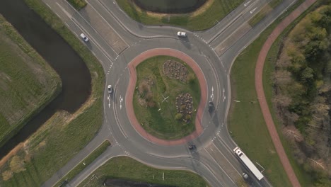 Bird's-eye-view-over-a-traffic-circle-in-the-Netherlands