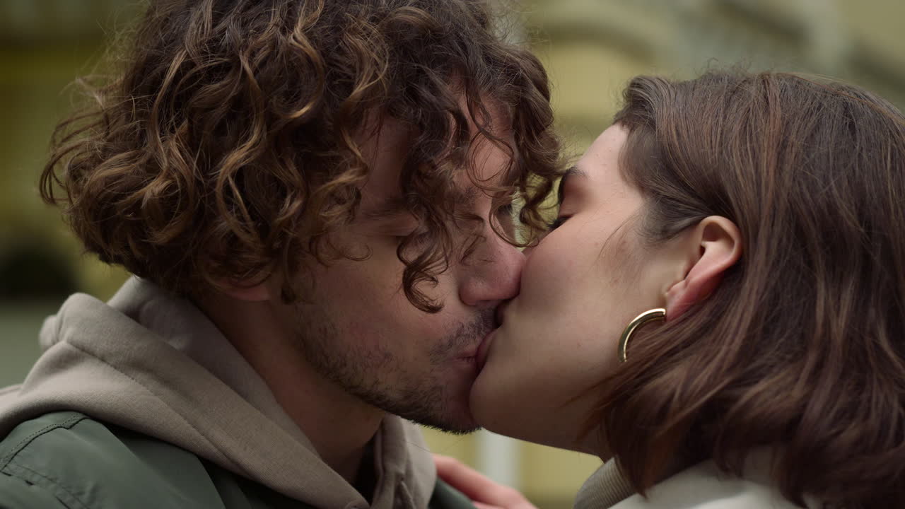 Love couple feeling happy outdoor