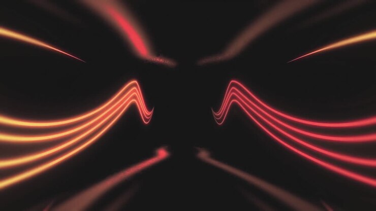 Animation of neon waves changing in black space