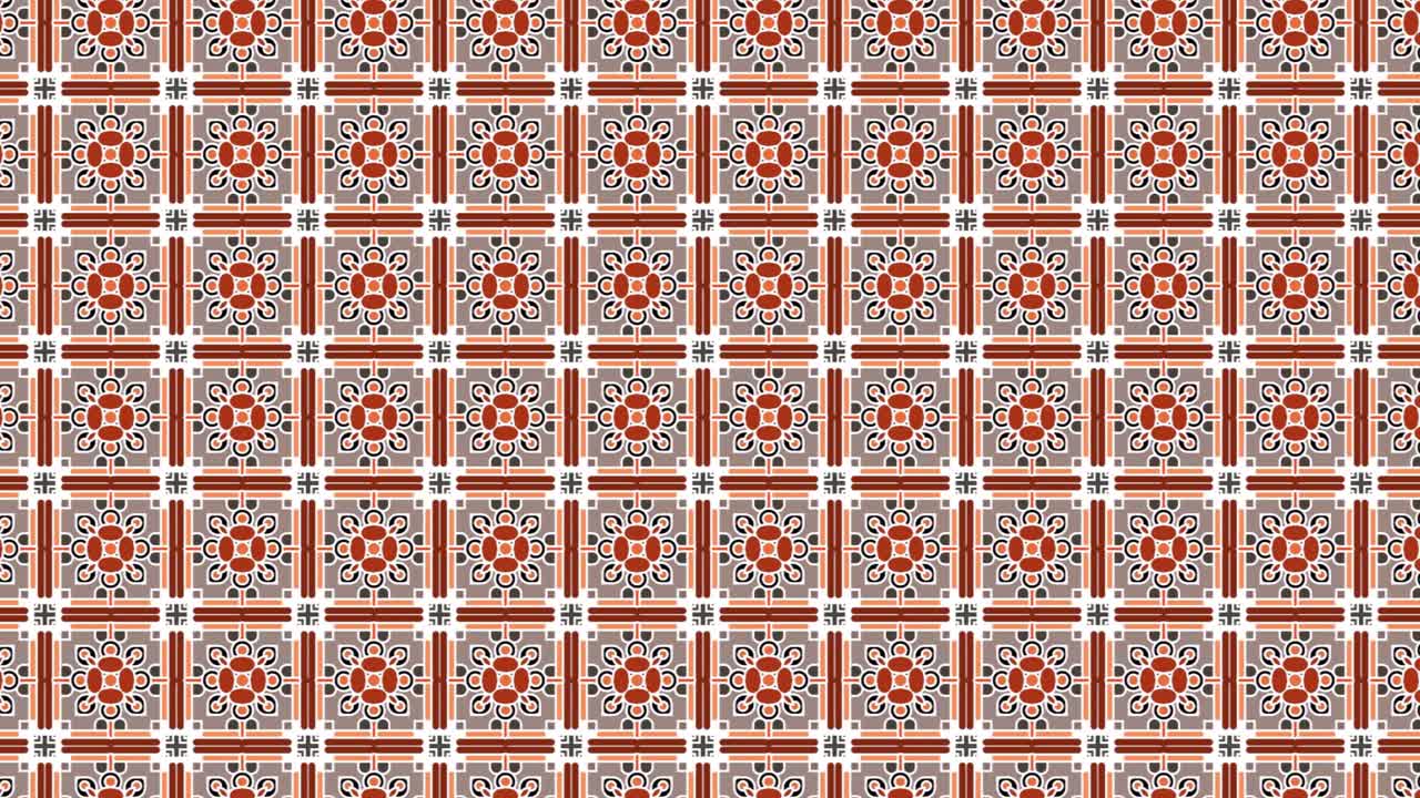 Seamless tile pattern animation with floral signs. Panning