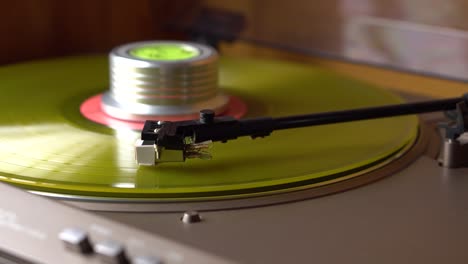 spinning yellow vinyl lp album