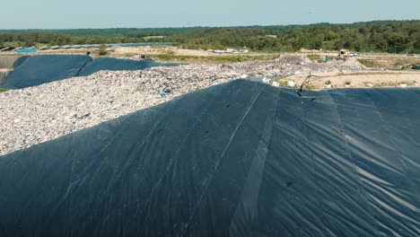 elevation above a rubbish dump, trucks working alongside raptors looking for food