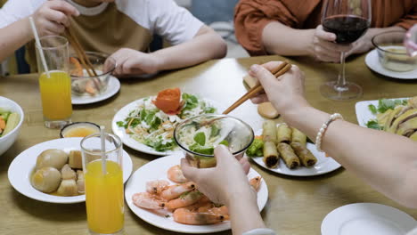 asian family having lunch.