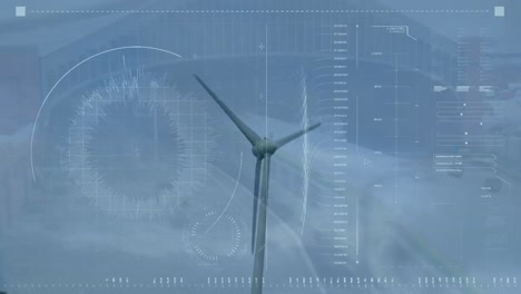 Animation-of-financial-data-processing-over-wind-turbine