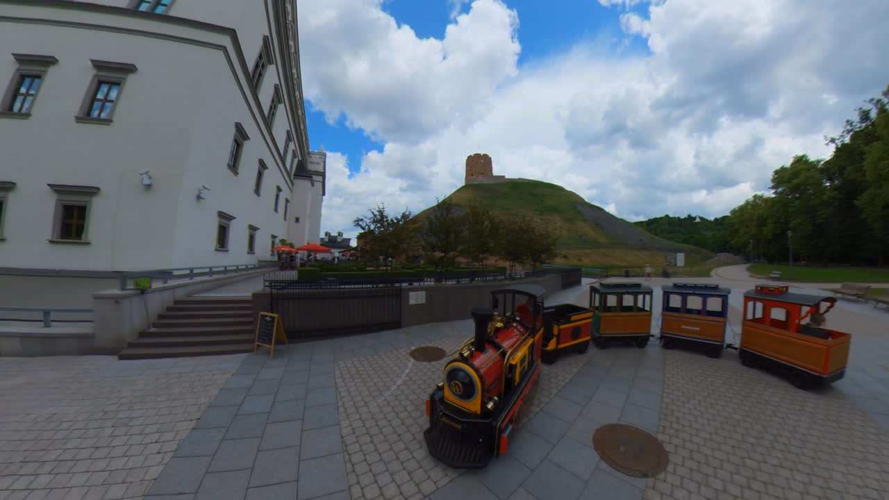 Miniature Train with Gediminas' Tower in Vilnius, Lithuania